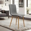 FurnitureR Dining Chairs Set of 4, Fabric Cushion Side Chairs Mid-Back with PU Back and Oak Metal Legs for Kitchen, Dining Room, Grey/Black - 2 of 4