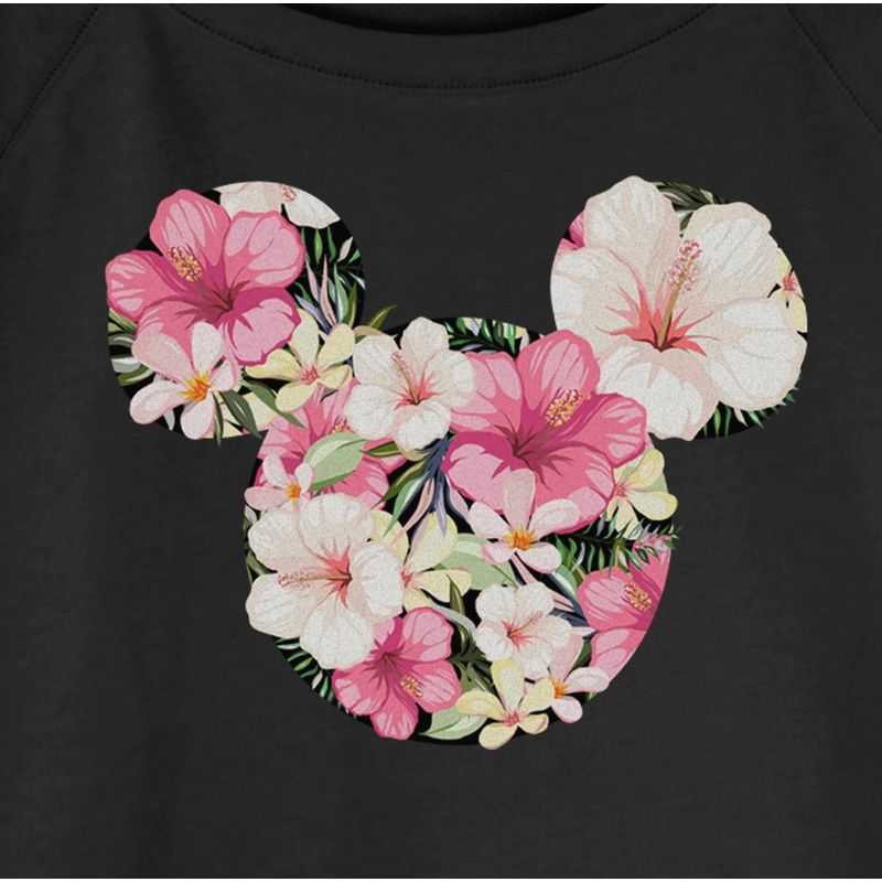 Juniors Womens Mickey & Friends Pink Floral Logo Sweatshirt, 2 of 5