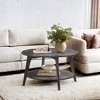 2-Tier Round Coffee Table with Storage, 31.5 Inch Mid-Century Modern Center Table with Tapered Legs - 3 of 4