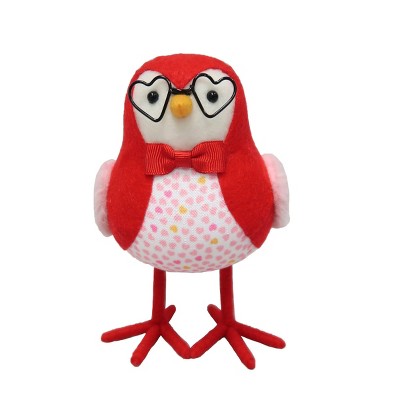 5.75" Fabric Valentine's Day Bird Figurine with Heart Shaped Glasses - Spritz™