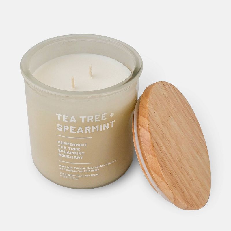 Tinted Glass Tea Tree + Spearmint Jar Candle Light Beige - Threshold™, 2 of 6