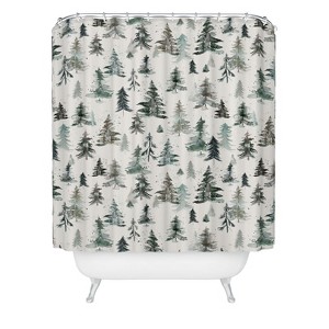 Ninola Design Winter Snow Trees Forest Neutral Shower Curtain - Deny Designs - 1 of 3