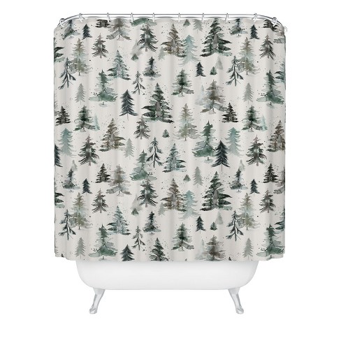 Ninola Design Winter Snow Trees Forest Neutral Shower Curtain - Deny ...