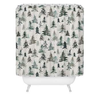 Ninola Design Winter Snow Trees Forest Neutral Shower Curtain - Deny Designs