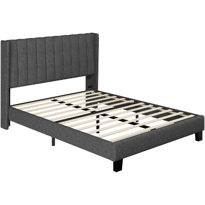 Yaheetech Upholstered Bed Frame With Wing Side, Dark Gray(full) : Target