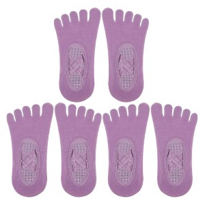 Unique Bargains Non-Slip Yoga Socks Five Toe Socks Pilates Barre for Women with Grips - 1 of 4