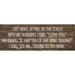 Slickblue Funny Wine Quote Sign, 3.5x10 Knotty Pine Plaque, Rustic Shelf or Wall Decor, Multiple Colors - 1 of 3