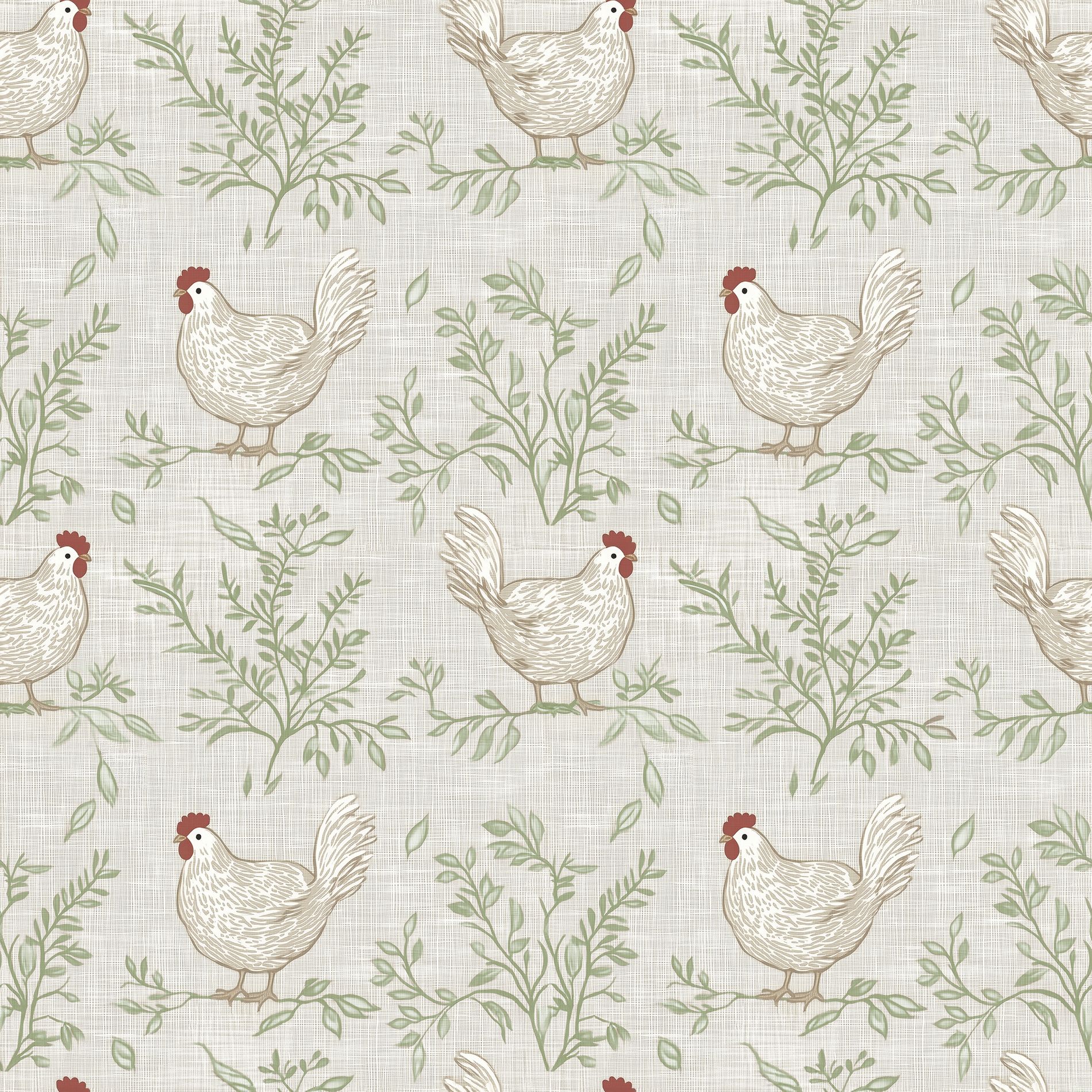 Veer Decor Cluckingham Toile Peel and Stick Wallpaper