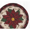 Earth Rugs Poinsettia Printed Coaster – 5"x5" Square Braided Jute, Rustic Christmas Floral Accent - 2 of 3