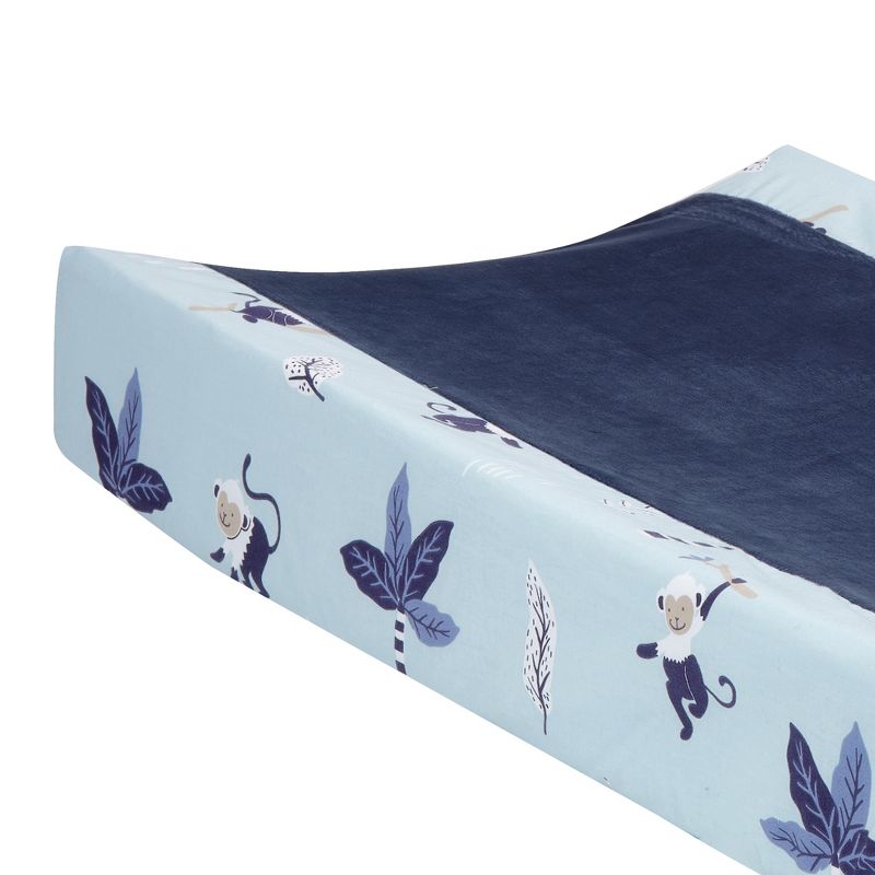 Lambs & Ivy Jungle Party Blue Monkey/Palm Tree Changing Pad Cover, 2 of 7