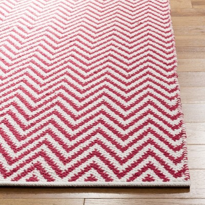 Coastal Charm Red/Ivory Handwoven Cotton 5'x7' Area Rug
