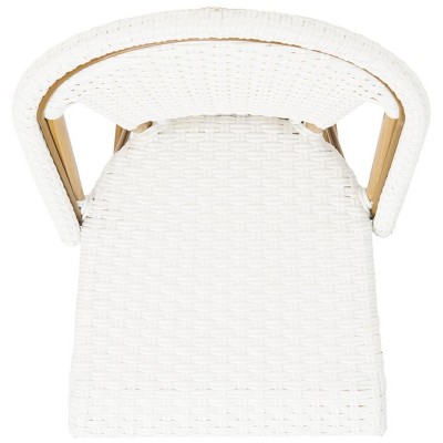 Ford White Wicker and Faux Bamboo Bistro Bar Stool