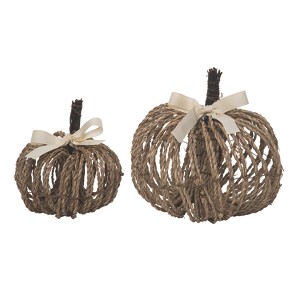 Transpac Natural Fiber 6.69 in. Brown Harvest Bundle Pumpkins Set of 2 - 1 of 2