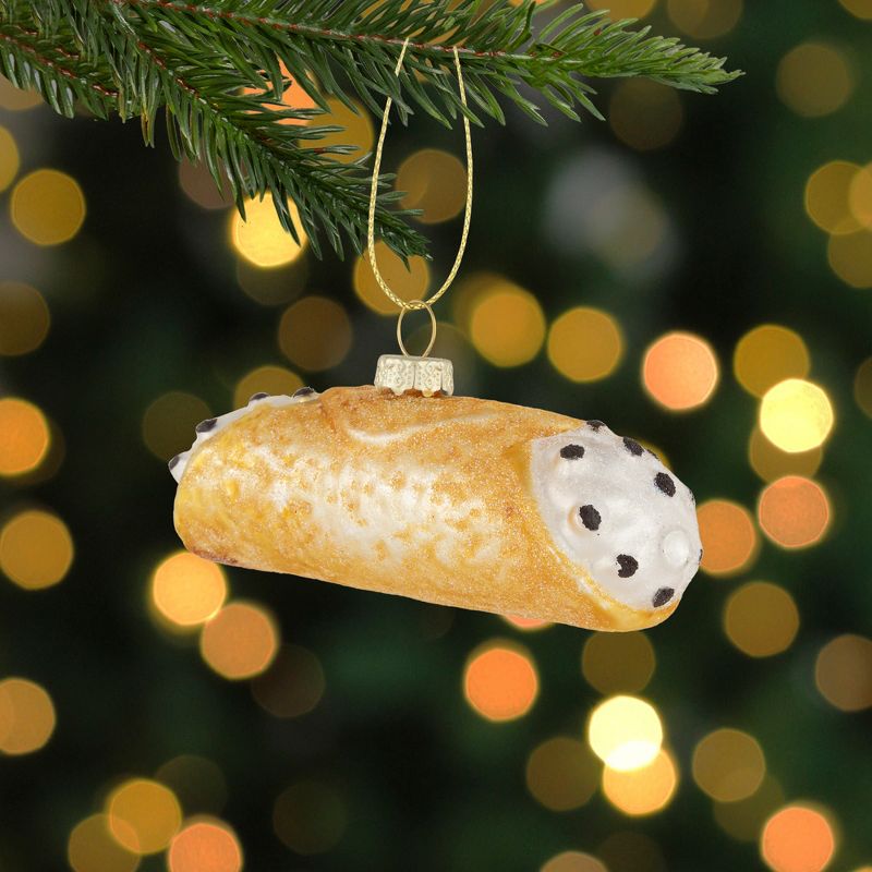 Northlight 4.5" Glittered Cannoli Glass Christmas Hanging Ornament, 2 of 6
