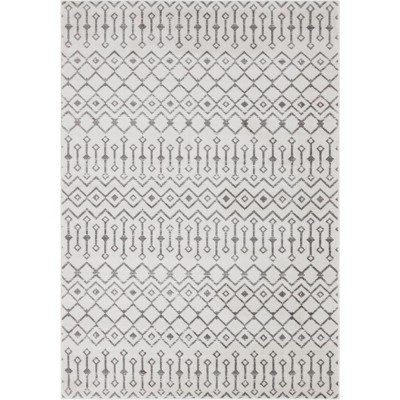 Ivory Trellis Rectangular Easy-Care Synthetic Rug