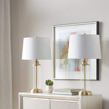 Set of 2 Clarity Glass Table Lamp (Includes LED Light Bulb) Gold - 510 Design