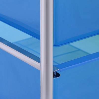 Green and Blue 4-Drawer Rolling Storage Cart with Metal Shelves