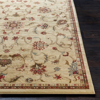 George 7'10" Round Khaki Floral Synthetic Area Rug