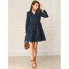 INSPIRE CHIC Women's Swiss Dot Long Sleeve V Neck Collar Loose Ruffle Hem Cotton Dress - 3 of 4