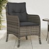 vidaXL Gray Poly Rattan Patio Chairs with Cushions - Set of 2, Comfortable Outdoor Garden Furniture with Removable Washable Covers, Steel Frame - 2 of 4