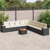 vidaXL Patio Sofa Set with Cushions Outdoor Furniture 10 Piece Poly Rattan - Black and Cream - 2 of 4