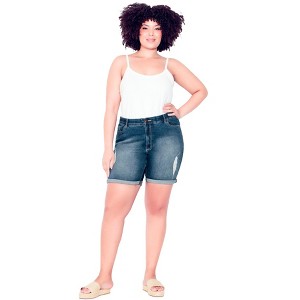 Avenue Women's Plus Size Giana Ripped Short - 1 of 4