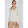 JENNIE LIU Women's 100% Pure Cashmere Long Sleeve Pullover V Neck Sweater - 4 of 4