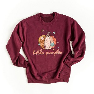 Simply Sage Market Women's Graphic Sweatshirt Hello Pumpkin Colorful Stars - 1 of 2