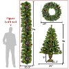 4-Piece Artificial Christmas Set, Garland, Wreath and Set of 2 Entrance Pre-lit Xmas Tree with LED Lights-ModernLuxe - 3 of 4
