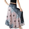 Women's Boho Maxi Skirt - Floral Print Long Flowy Skirt Grey Floral - 4 of 4
