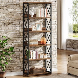 Hommoo 6-Tier Floor Standing Bookshelf with Open Shelves Brown - 1 of 4
