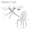 Lyngins 5-Piece Modern Tempered Glass Dining Set – Dining Table with Silver Fork-Shaped Legs & 4 PU Chairs, Kitchen Table Set for Dining Room - 3 of 4
