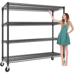 Heavy Duty 5-Tier Industrial Shelving Unit - 3300 LBS Capacity, Adjustable Metal Garage Shelves w/Wheels & Leveling Feet - 1 of 4