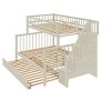 Racxily Twin Over Full Stairway Bunk Bed with Trundle, Gray/Cream - 3 of 4