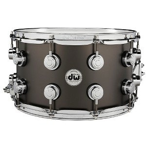 DW Collector's Series Satin Black Over Brass Snare Drum With Chrome Hardware - 1 of 2