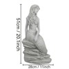 SEVOBAL 20" H Mermaid Ocean Rock Garden Statue Outdoor Sculpture Large Patio Decor Lawn Pool Home Ornament Nautical Fairy Tale, White, 11"*9"*20" - 3 of 4