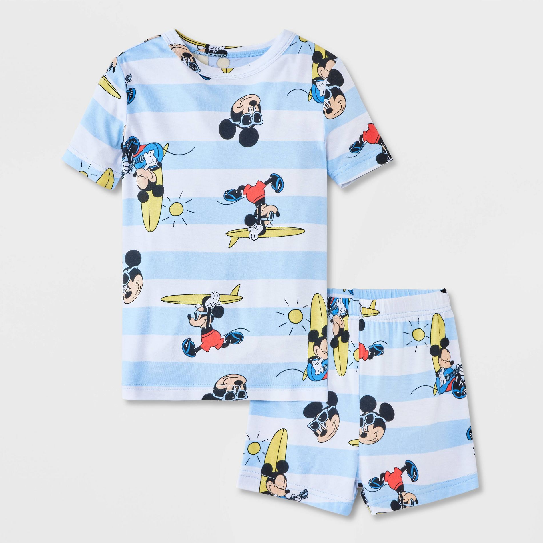 Toddler Boys' 2pc Mickey Mouse & Friends Short Sleeve Pajama Set - Light Blue
