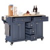 Wood Top Kitchen Island Cart with Wheels, 4 Doors & 5 Drawers, Rolling Storage Cabinet for Kitchen or Dining – The Pop Home - 2 of 4
