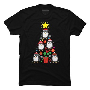 Men's Design By Humans Penguin Christmas Tree By NekoShop T-Shirt - 1 of 4