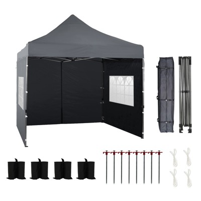 Aoodor 10' × 10' Commercial Instant Pop Up Canopy Tent, 3 Adjustable Heights,  Fully Waterproof Portable Gazebo Shelter, with Wheeled Bag