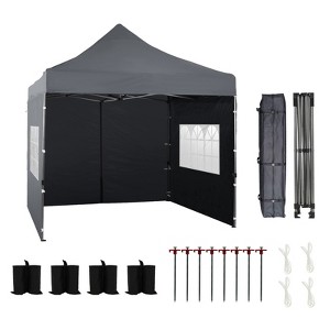 Aoodor 10' × 10' Commercial Instant Pop Up Canopy Tent, 3 Adjustable Heights,  Fully Waterproof Portable Gazebo Shelter, with Wheeled Bag - 1 of 4