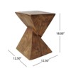 VisioGear Side Table, 18 Inch Outdoor Side Table, Geometric Pedestal Design for Balcony Porch Pool, Brown, 12.5"*12.5"*18" - 3 of 4