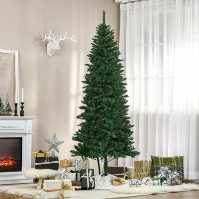 FURNIinspire Artificial Trees Tall Unlit Slim Artificial Christmas Tree, Christmas Decorations Indoor Living Room Decor, Green, 35.8"*35.8"*82.8"