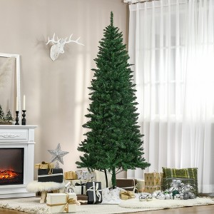FURNIinspire Artificial Trees Tall Unlit Slim Artificial Christmas Tree, Christmas Decorations Indoor Living Room Decor, Green, 35.8"*35.8"*82.8" - 1 of 4