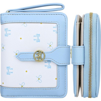FATMOON Cute Small Women’s Wallet with Bow Design & Zippered Pocket & ID Window - Compact PU Leather Card Holder for Daily Use & Travel