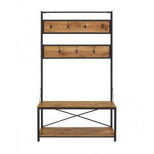 CAVINAS Hall Tree with 7 Hooks Simple Coat Rack with Shoe Rack and Bench for Entryway - 1 of 4
