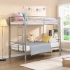 Bellemave Twin Over Twin Metal Bunk Bed Frame with Guardrails and 2 Side Ladders, Silver - 3 of 4