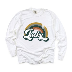Simply Sage Market Women's Lucky Rainbow Long Sleeve Garment Dyed Tee - 1 of 4