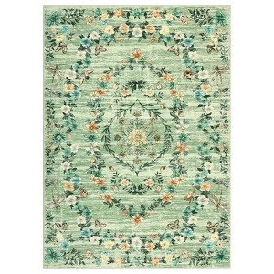 Washable Modern Floral Rugs for Living Room, Ultra Thin Soft Non Slip Bedroom Carpet, Indoor Farmhouse Floor Rug for Dining Room Kitchen - 1 of 4