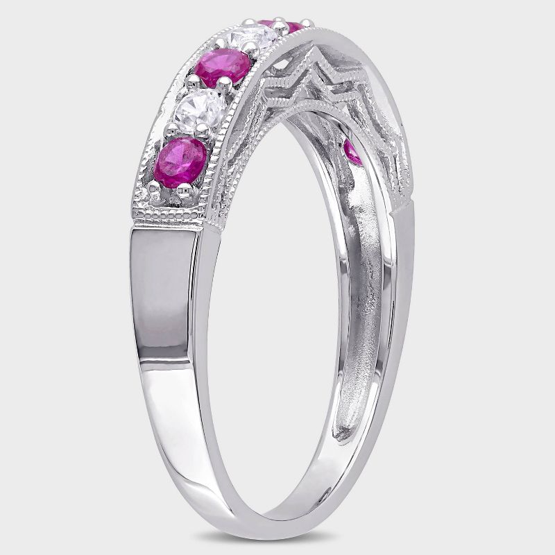 4/5 CT. T.W. Created Ruby and Created White Sapphire Ring - Silver 5, 5 of 6